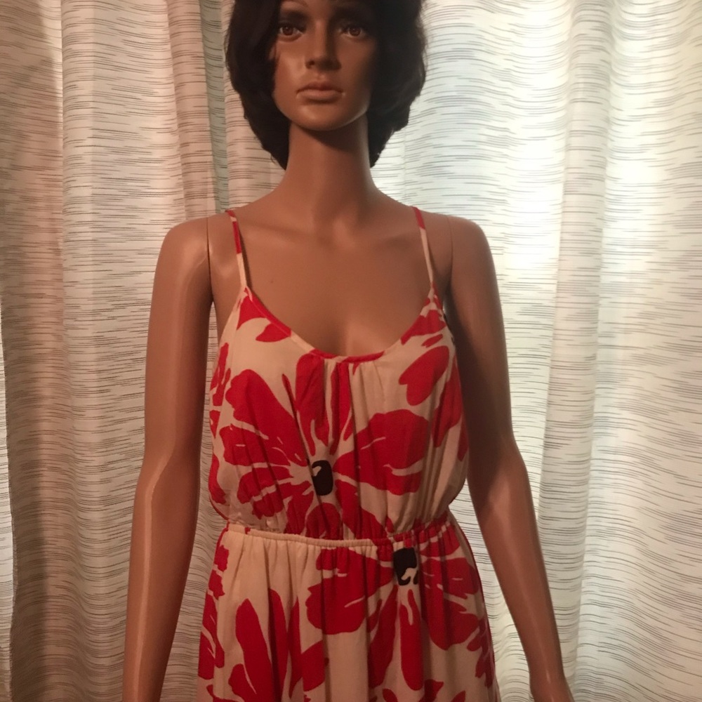 Cream and red flower dress - Picture 6 of 8